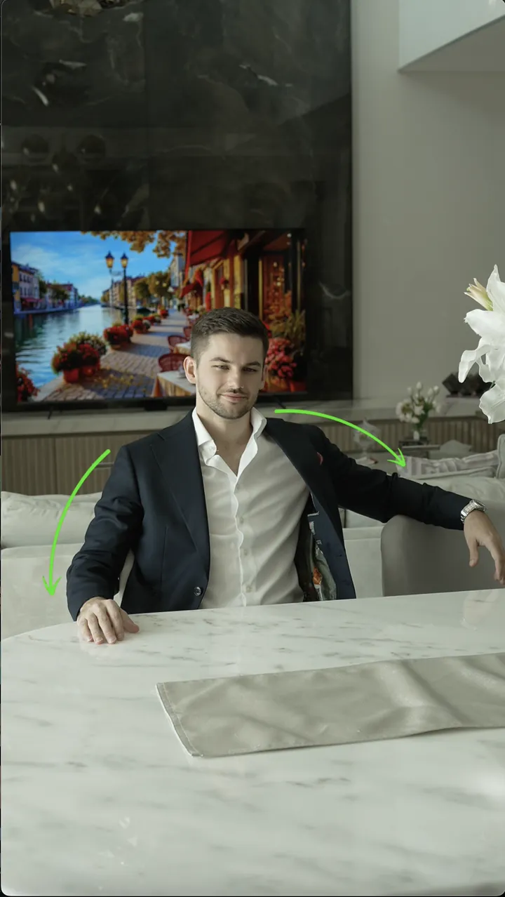 Open, upright, high-status body language