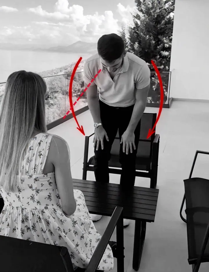 Closed, low-status body language
