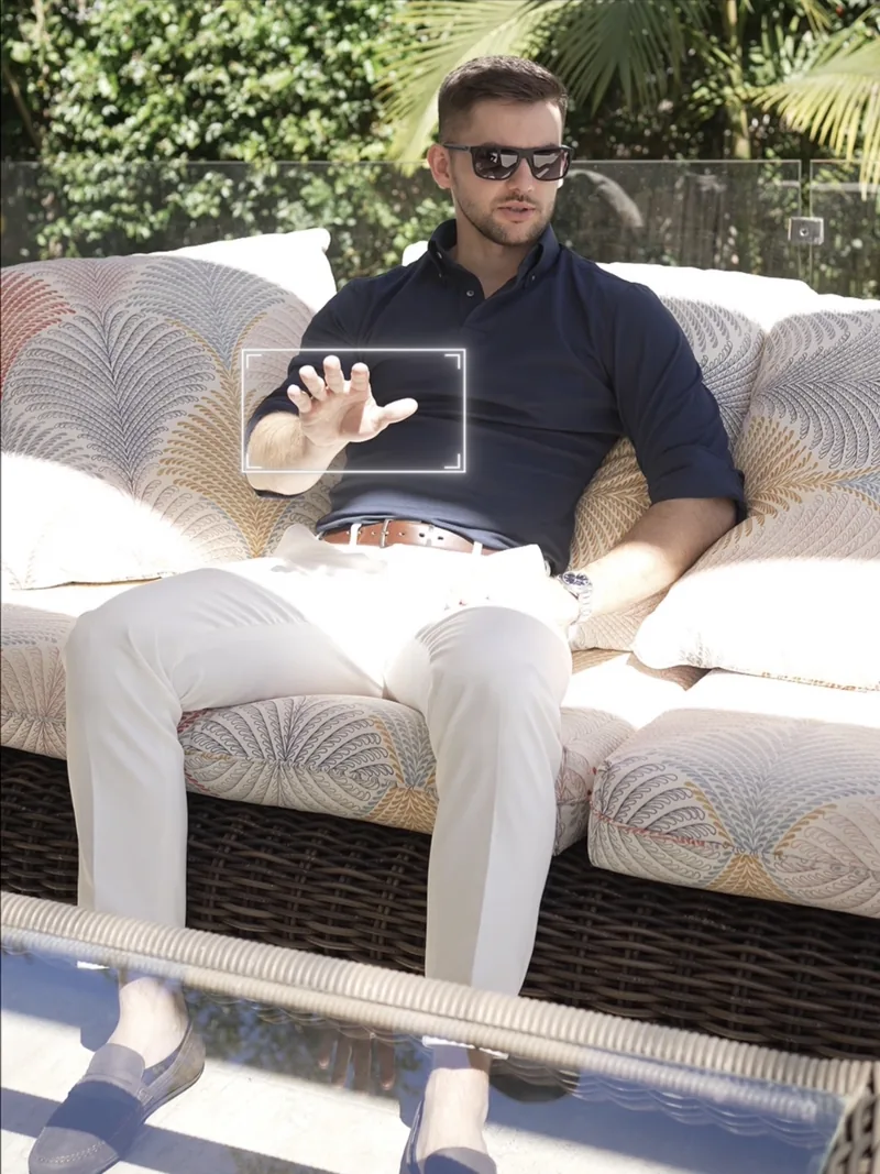 Relaxed, confident seated body language